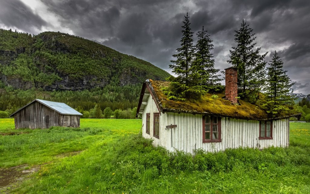 Hemsedal-Norway-house-moss-trees-grass-mountain-clouds_1920x1200